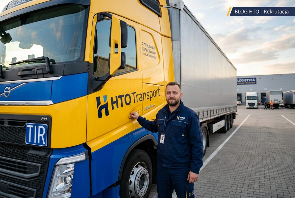 Rekrutacja kierowców kategorii C+E – kierowca HTO przy ciężarówce gotowej do trasy